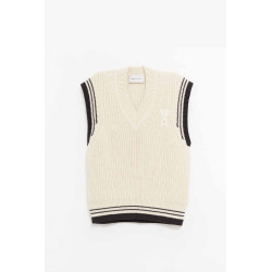AMI BLANC CREME V NECK SWEATER